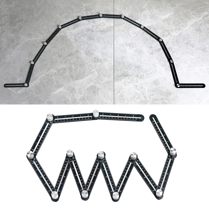 瓷砖开孔定位器泥瓦工铺贴地砖十二折尺万向打孔神器铝合金四折尺