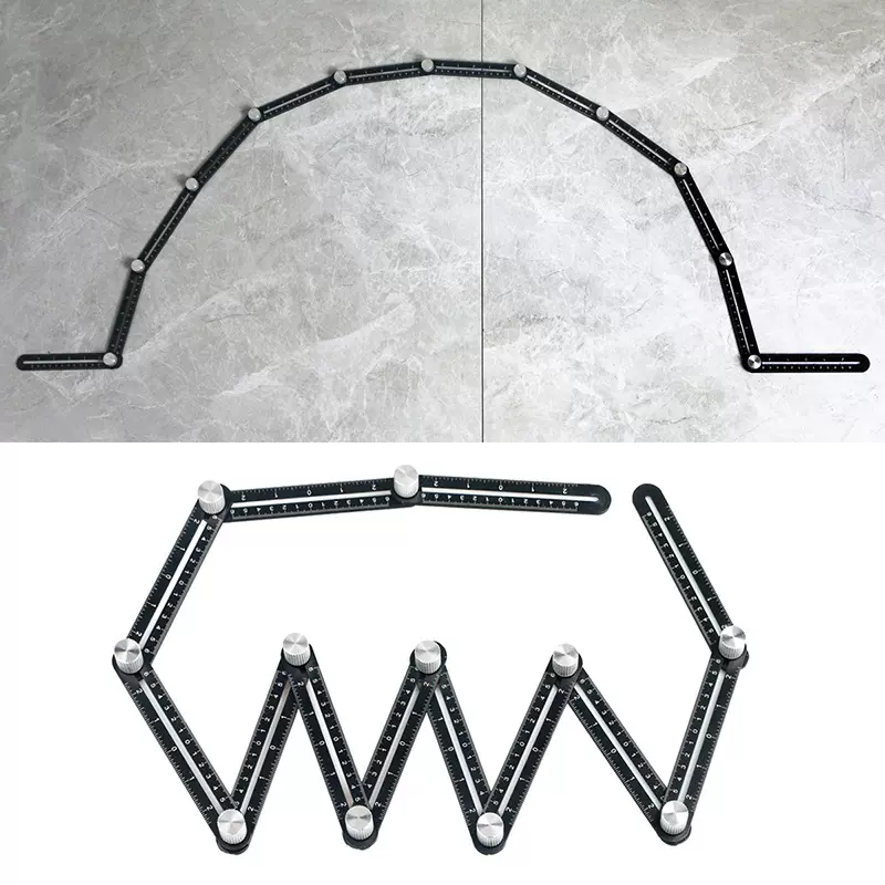 瓷砖开孔定位器泥瓦工铺贴地砖十二折尺万向打孔神器铝合金四折尺