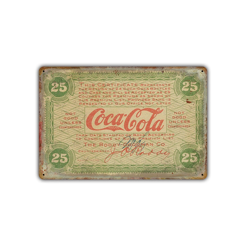Безрамочная металлическая вывеска (Coca-Cola) ретро рекламный плакат, 20×30 см, винтажное декоративное украшение