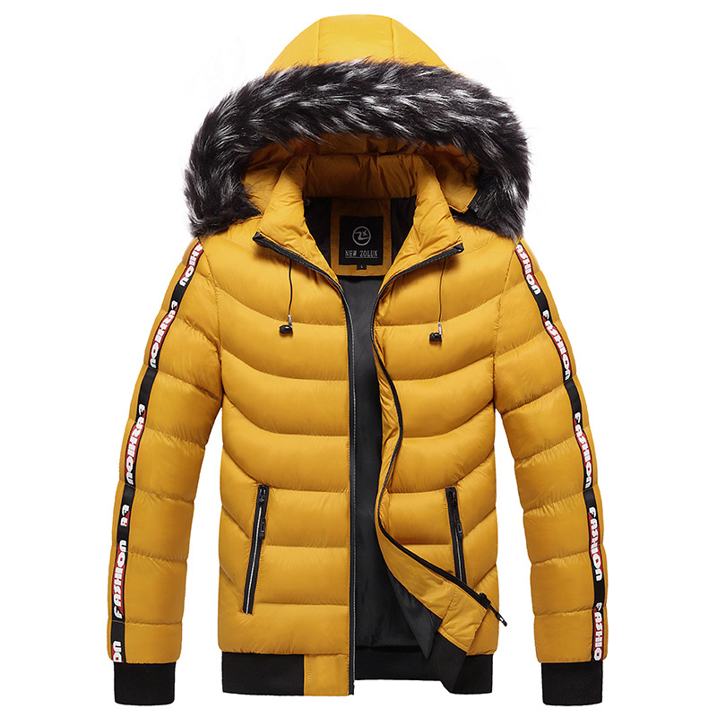 Solid Color Straight Down Zipper Lapel Winter Youth Hooded Leisure Zipper Bag Cotton Garment