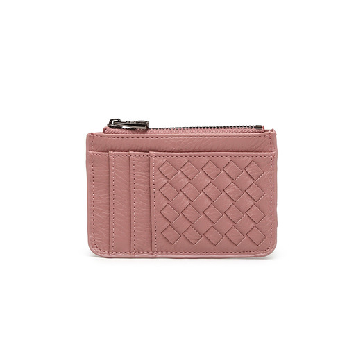 New Zipper Women's Zero Wallet Korean Style Woven Multi-Card Slot Business Card Case ID Card Holder Keychain Small Wallet