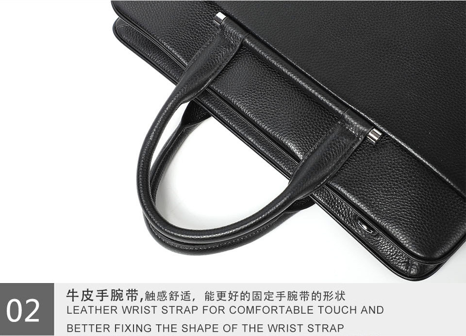 Túi xách nam da bò thật dung tích lớn 38×29×9 cm, túi công sở đeo chéo một vai — Màu đen chi tiết 16