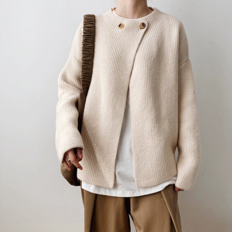 Вязаный демисезонный свитер, кардиган, длинный рукав, oversize