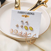 Brand accessory, earrings, zirconium, set, European style, 6 pair, wholesale