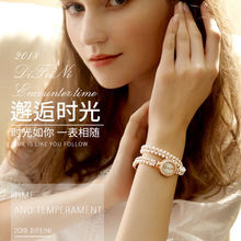 工厂手链表天然淡水珍珠手表缠绕两圈女士时尚出日本订单手表批发