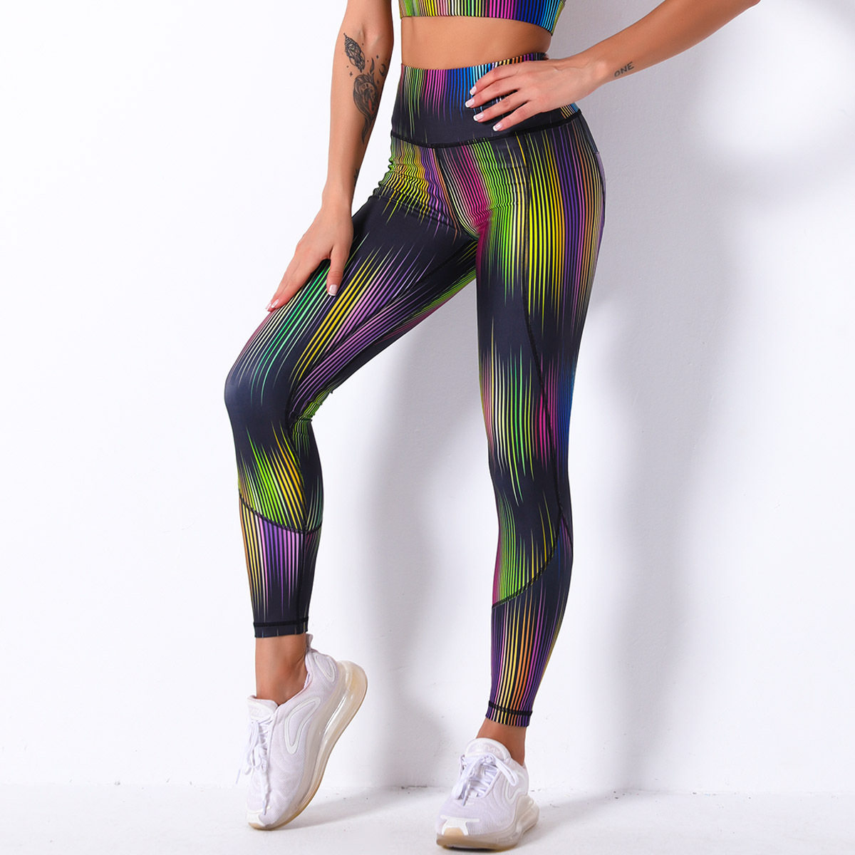 printing high waist hip stitching stretch yoga pants  NSLX12874