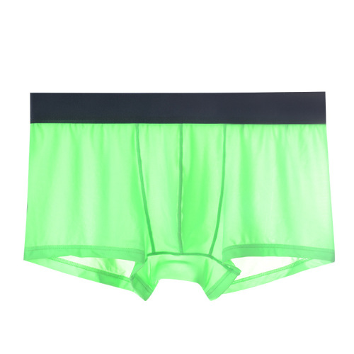 Men's underwear men's ice silk transparent boxer briefs summer trend breathable youth mid-waist seamless boxer shorts head sexy