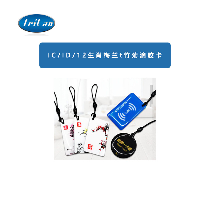 现货感应IC滴胶异形卡钥匙扣门禁卡迷你卡印刷ID考勤卡 复旦M1卡