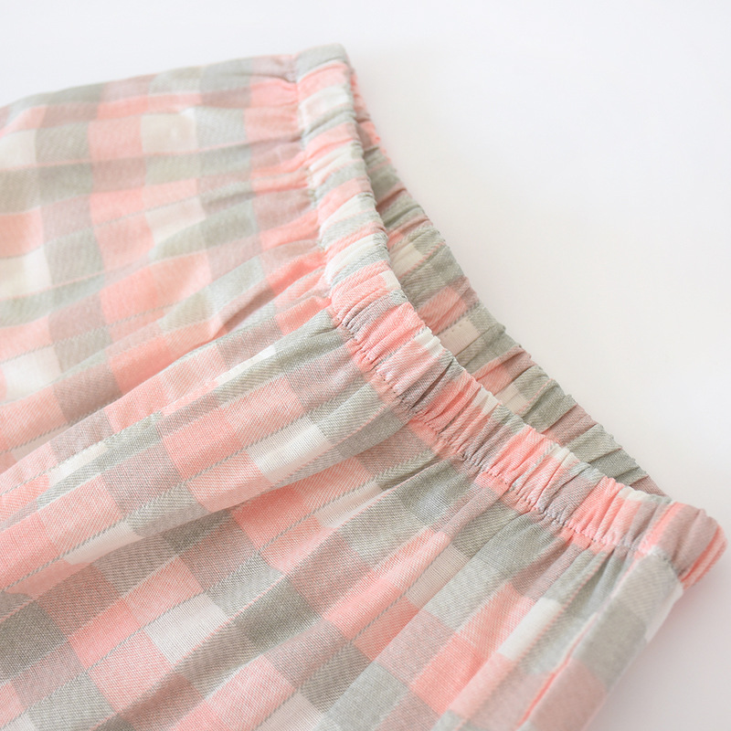 新款纱布情侣格子睡衣