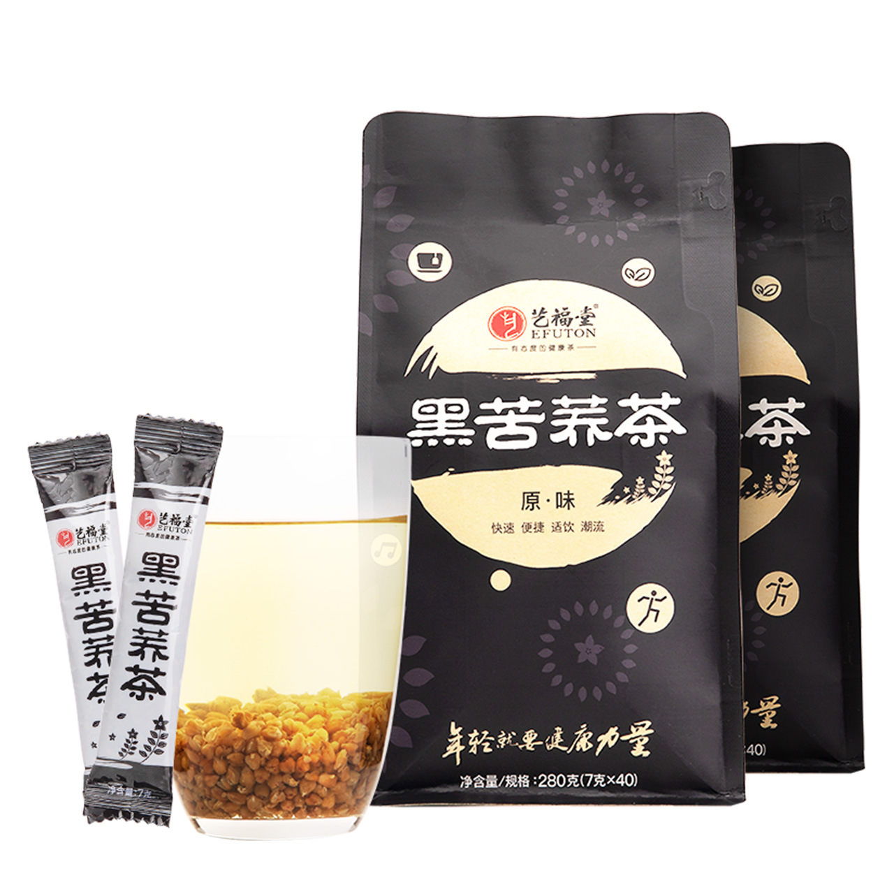 艺福堂黑苦荞茶特级四川大凉山正品袋装280g*2袋独立小包