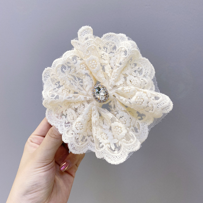 Japan And South Korea Lace Rhinestone Big Bow Hairpin Fashion Hairpin Word Spring Clip Wholesale Nihaojewelry display picture 10