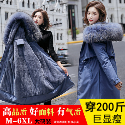 跨境電商現貨時尚派克服棉服大碼中長款羊羔冬季新款棉衣女裝外套
