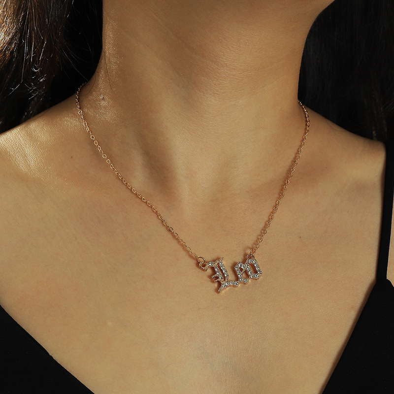 fashion  retro  diamond twelve constellation necklace