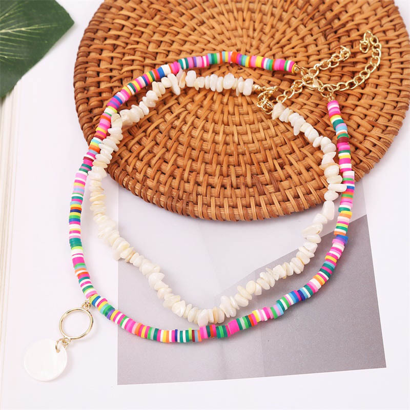 Bohemian Soft Ceramic Gravel Multilayer Creative Shell Beaded Pendant Necklace Wholesale display picture 6