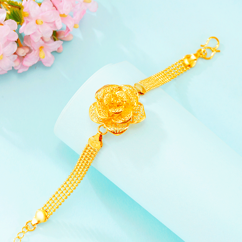 Imitación de lujo 24K pulsera de oro rosa hueco Red joyería de las mujeres de la moda de oro arena puesto en vivo suministro