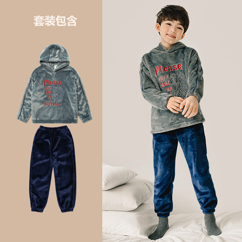 CHUNYIPIN 아동복 플란넬 홈 세트 가을 및 겨울 캐주얼 의류 산호 양털 파자마 CJ204712