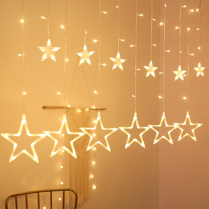 LED estrella lámpara cortina red habitación decoración de Navidad dormitorio estrella de cinco puntos lámpara de color lámpara de cadena de luces de estrella