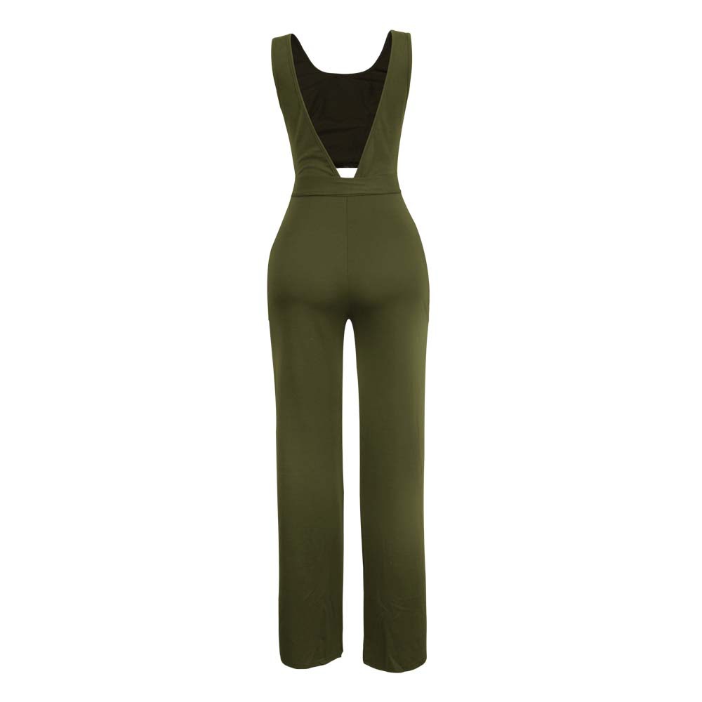 Sexy Halter Deep V Bandage Navel Jumpsuit NSTYF72926