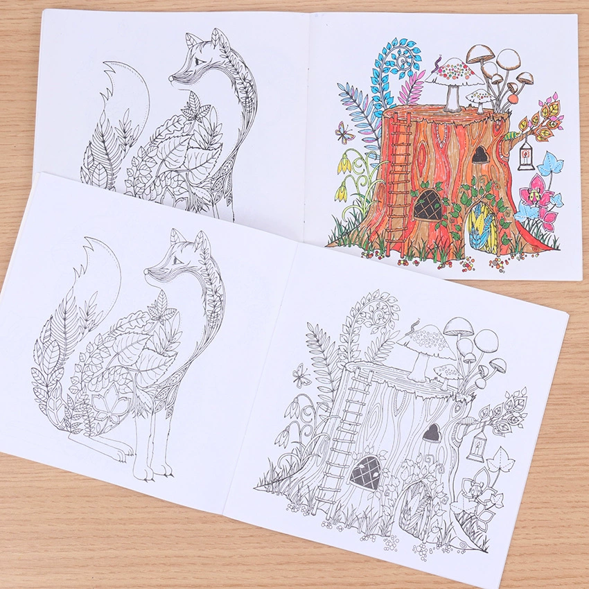 Coloring book set, anti‑stress illustrations, 18.5×18.5 cm, 24 pages, includes 12/24‑color lead options