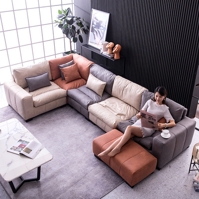 北欧轻奢布艺沙发现代简约大中小户型客厅免洗科技布乳胶沙发组合