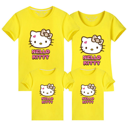 春夏季装 亲子装全家装可爱T恤短袖 KT猫韩亲子装 厂家一件代发