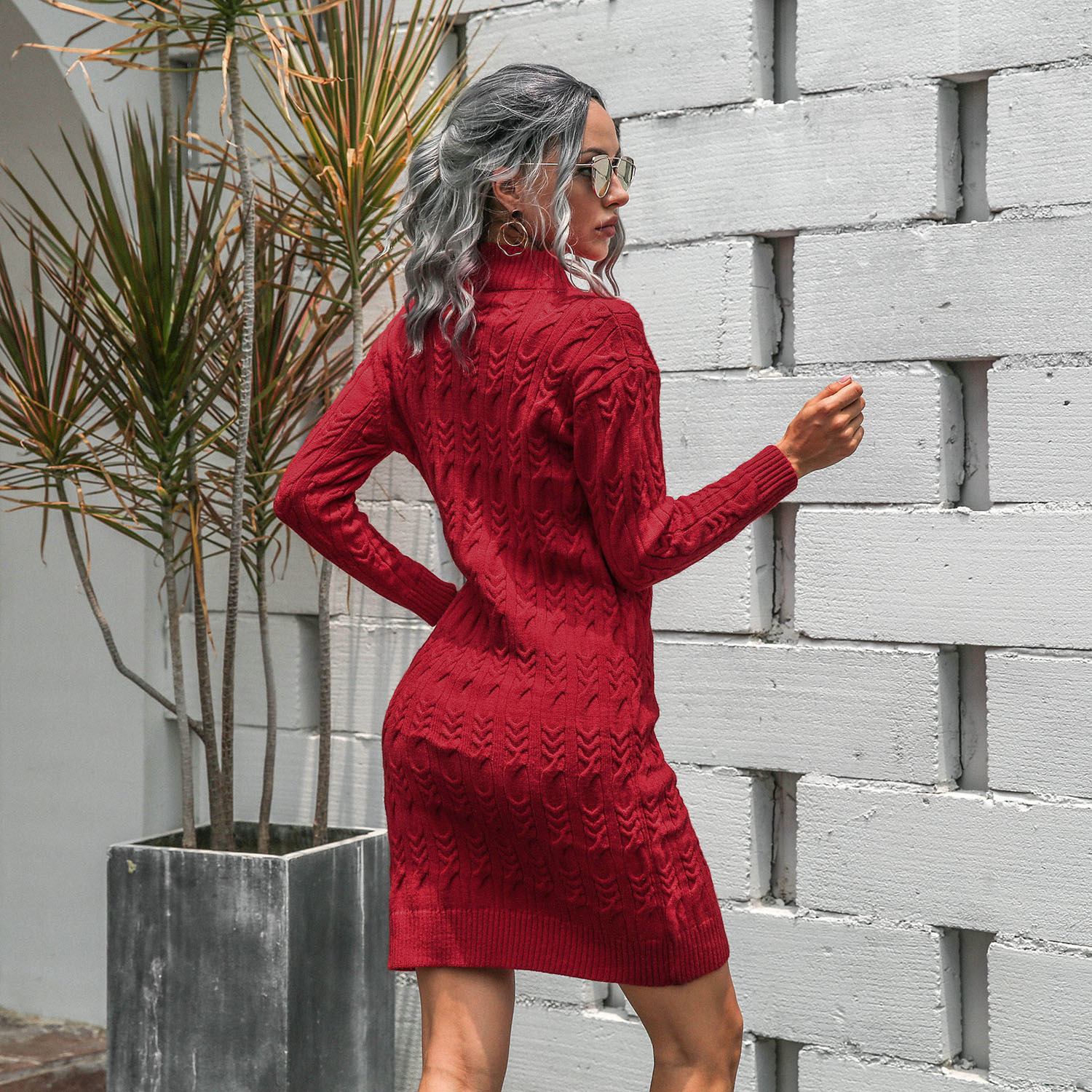 red knitted midi dress  NSMY28165