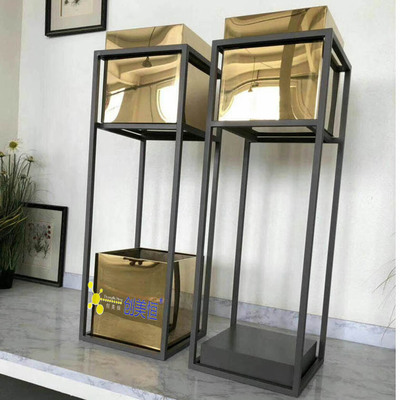 室内景观组合不锈钢电镀花盆　钛金花樽高低花架厂家|ms