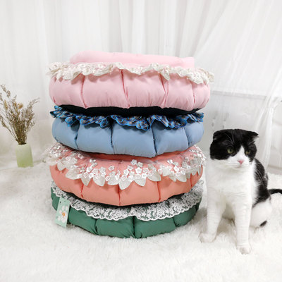 秋冬新款猫窝可爱蕾丝花边猫窝 狗窝宠物窝公主猫窝圆窝垫子|ru