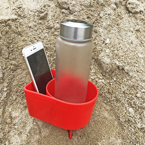 Outdoor seaside beach cup holders for travel mugs, direct factory supply and wholesale—plastic trays available for drop shipping.