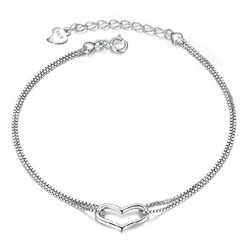 Accessory, platinum bracelet heart shaped, Korean style