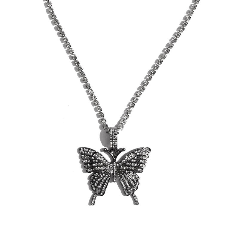 Fashion Butterfly Alloy Inlay Rhinestones Womenu0027S Pendant Necklace 1 Piece