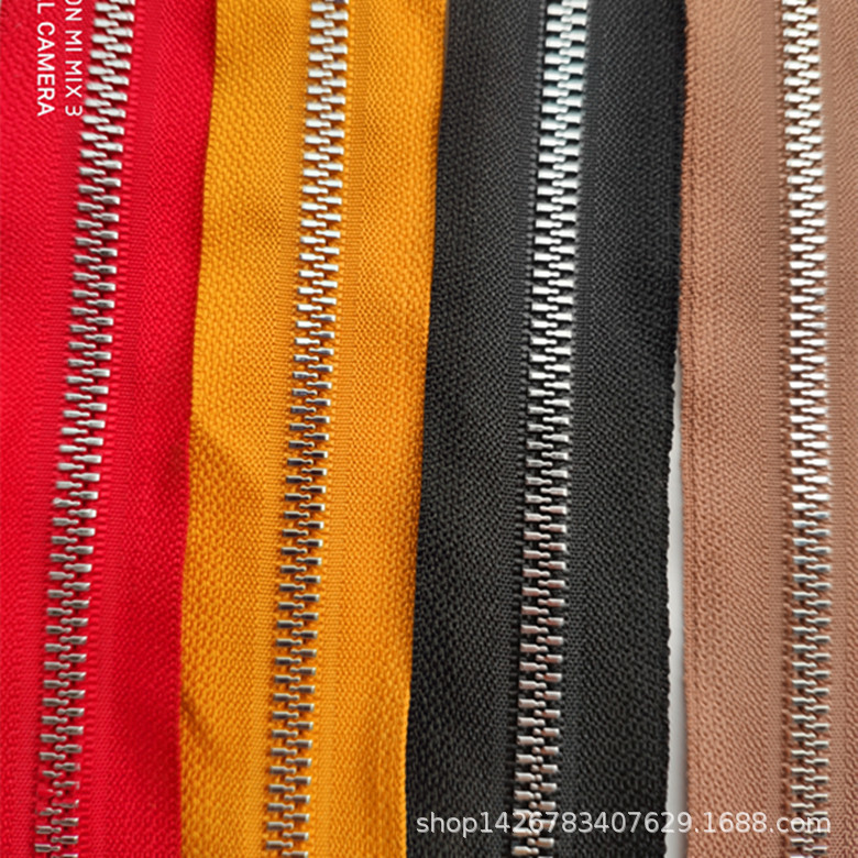 工厂价5号仿金属烫金黑色白金齿树脂拉链 箱包服饰用耐磨不掉色