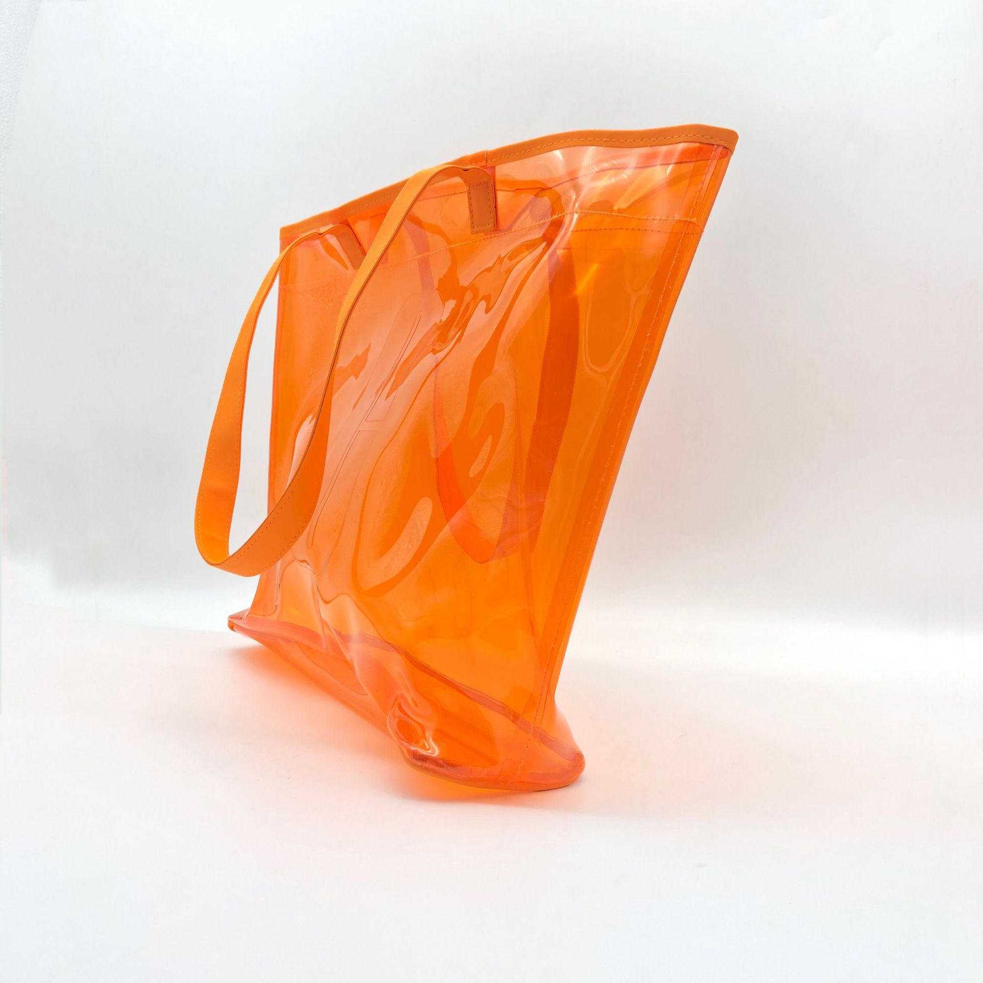 定制LOGO時尚設計透明手提袋百搭大容量沙灘購物袋單肩PVC手提袋