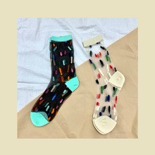 玻璃丝袜夏季ins水晶卡通提花日系女中筒袜女袜堆堆袜时尚百搭