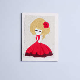 手工戳戳绣毛线装饰画 花季少女DIY材料包涤棉戳戳乐非成品套件