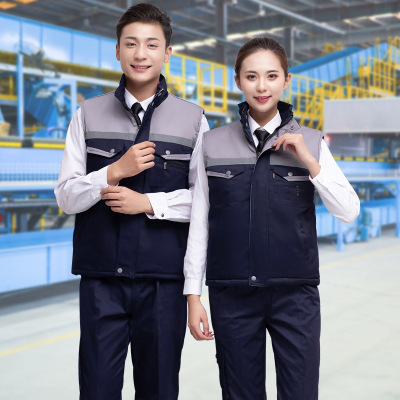 Autumn and winter thickening Engineering uniforms Cotton vest workshop go to work construction site Labor insurance Color matching Cotton waistcoat Custom manufacturer LOGO