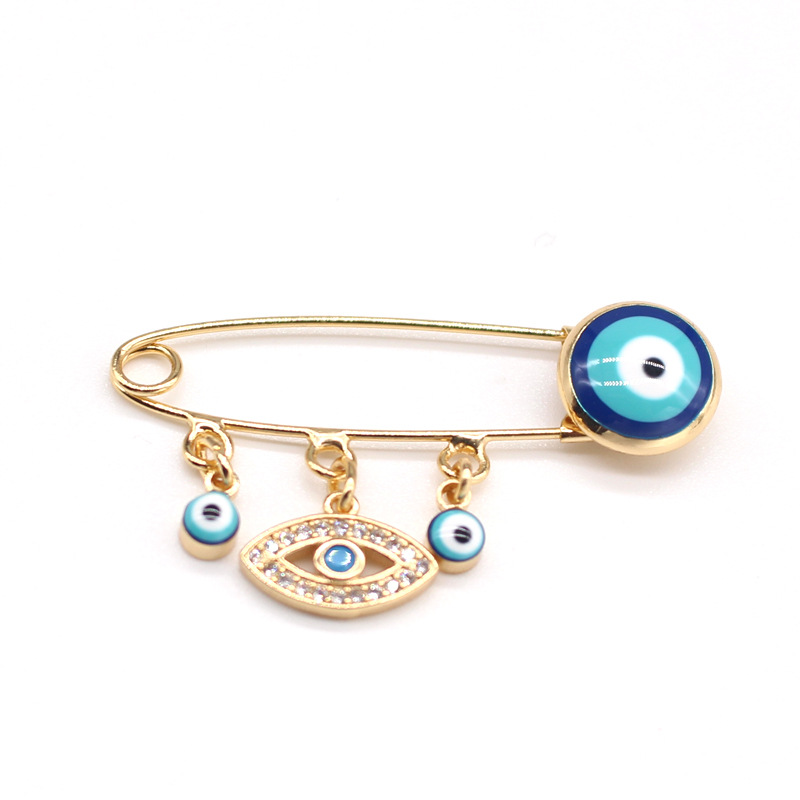 Blue Eye Brooch Pendant Pin Badge Eye Brooch Micro Inlaid Zircon Collar Pin display picture 2