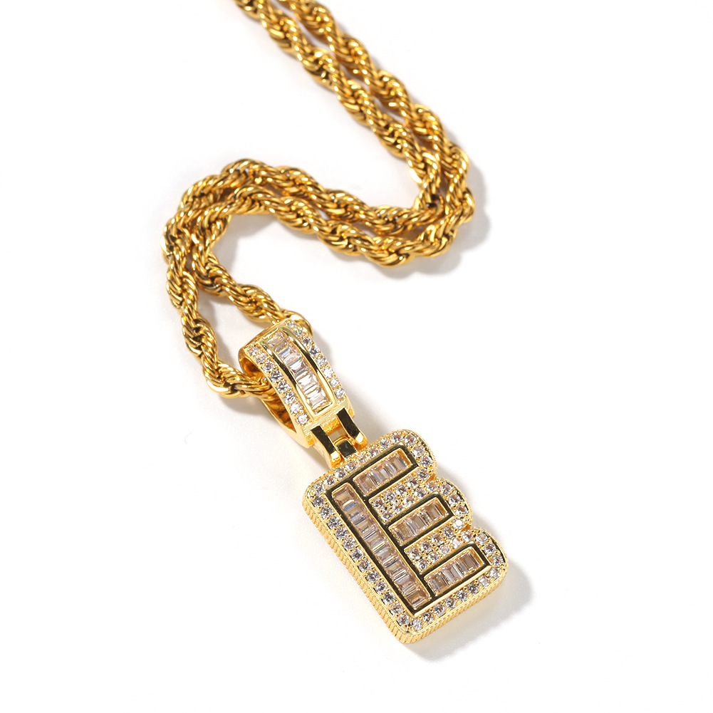 Fashion Letter Copper Inlay Zircon Pendant Necklace 1 Piece