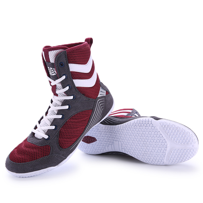 Zapatos de boxeo zapatos de lucha para hombres zapatos de lucha profesional zapatos de entrenamiento zapatos de lucha zapatos de otoño zapatos de Sanda botas de boxeo altas mujeres
