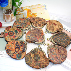 Ethnic wood grain printed small wallet for women, creative mini clasp bag, headphone bag wholesale