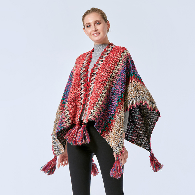 350g Weight Acrylic Fabric Type Daily Occasion V Neck Neckline Loose Version Color Block Pattern Winter, Spring, Autumn Season Women'S Gender Braid Design Vintage Style Style Women'S Vintage Style Color Block Braid 4