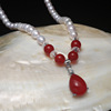 Organic agate necklace from pearl, chain for key bag  for mother, wholesale