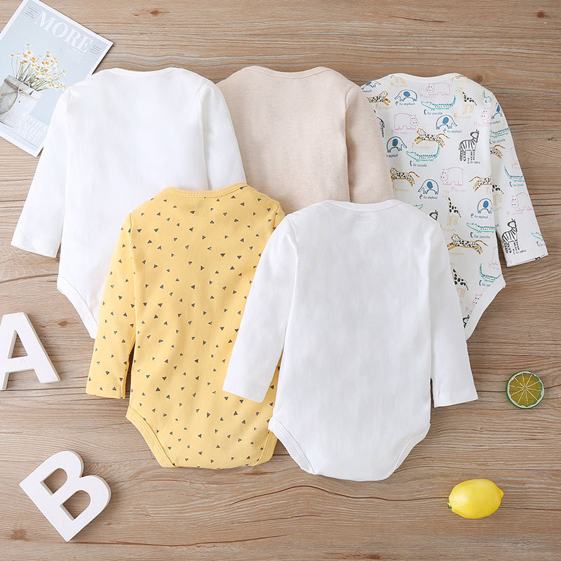 Baby Long-sleeved Spring And Autumn Cartoon Print Baby Romper 5-piece Set display picture 6