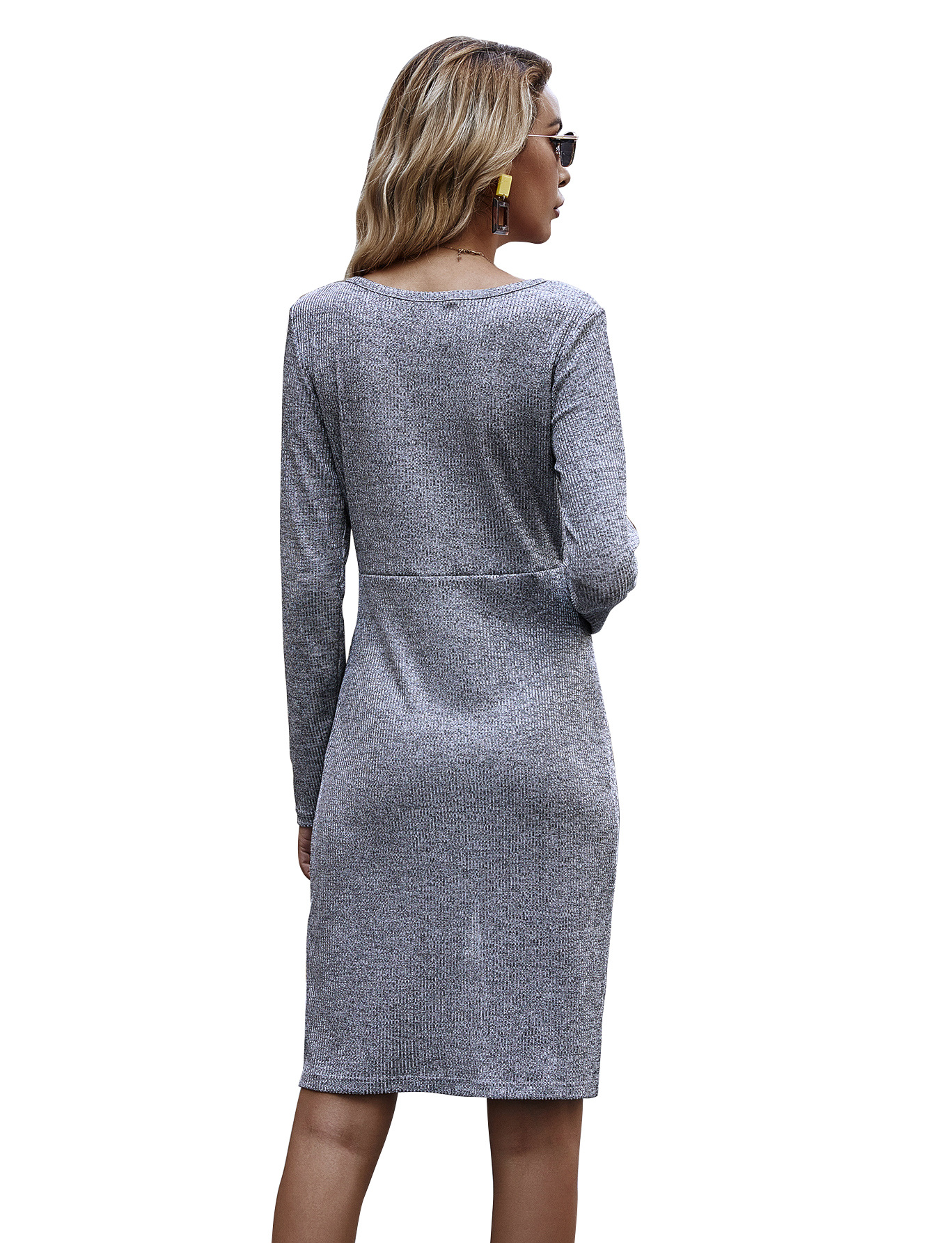 autumn women s retro casual loose mid-length pleated women s long-sleeved dress wholesale NHDF46