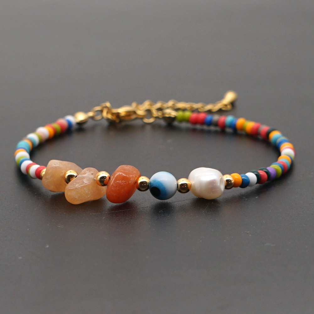 Fashion Natural Freshwater Pearl All-match Rainbow Rice Bead Foot Ornament Anklet For Women display picture 8