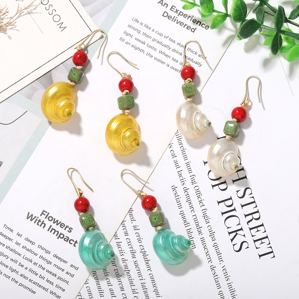 Nihaojewelry Wholesale Conch Stone Beads Earrings Fashion Holiday Style Earrings display picture 2