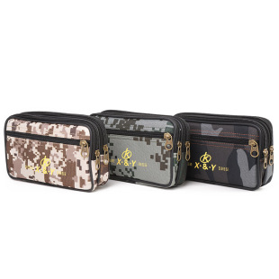 Camouflage close-fitting Oxford cloth zipper coin purse sports outdoor running waist hanging multifunctional mobile phone ID waist bag