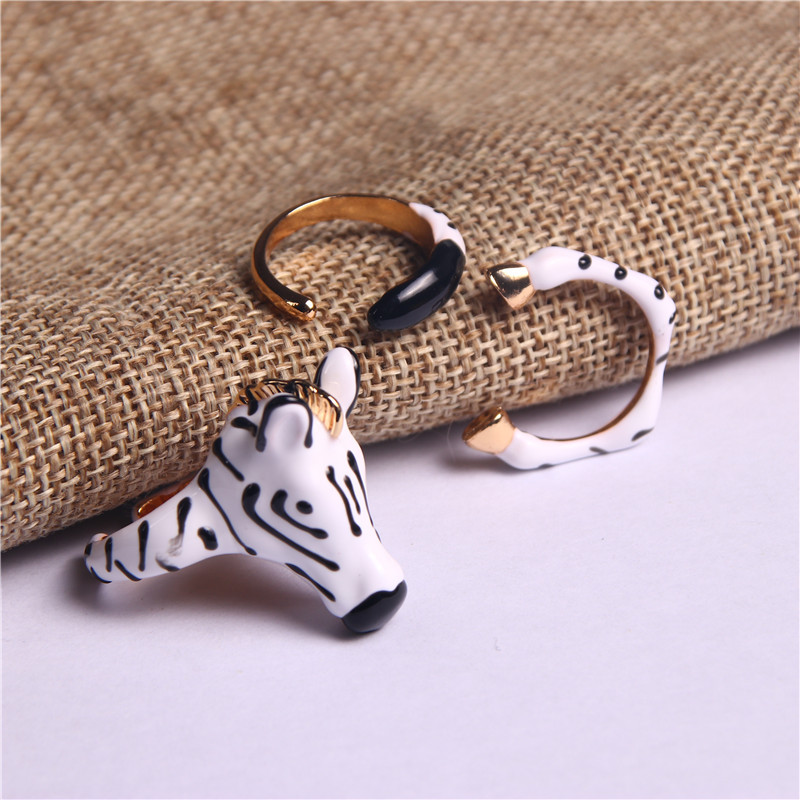 20g Weight Rings Classification 3 Pieces Set Quantity Daily Occasion Iron, Copper Material Zebra Pattern All Seasons Season Women's Gender Plating Design Cute, Simple Style Style Cute Simple Style Zebra Iron Copper Plating Women's Rings 8