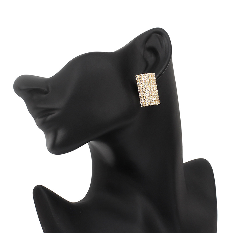 7g Weight Earrings Classification Housewarming, Anniversary, Business, Wedding, Travel, Birthday, Festival Occasion Geometric Pattern Women'S Gender Fashion Style Hot-selling Love-shaped Rhinestone Fashion Simple Geometric Earrings For Women Wholesale Nihaojewelry 3