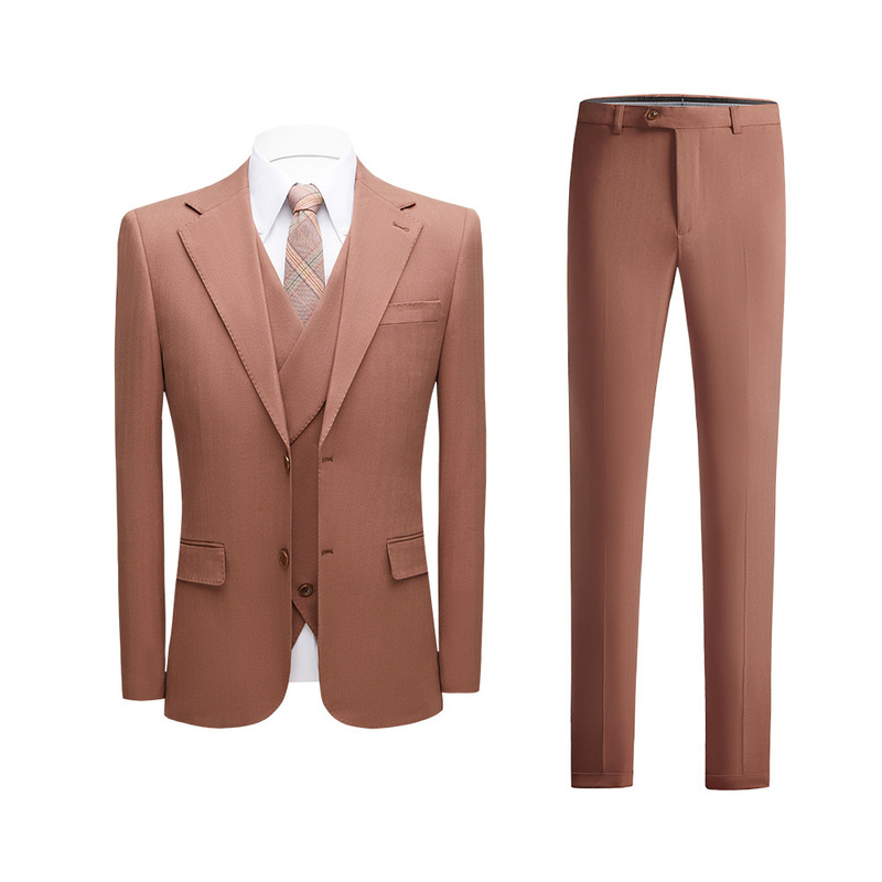 New suit Set Men's Business Groom's Best Man's Clothing Korean-style Brown Slim-fit Men's Casual suit Three-piece suit New suit Set Men's Business Groom's Best Man's Clothing Korean-style Brown Slim-fit Men's Casual suit Three-piece suit